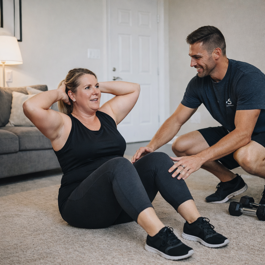 A Divine Fitness coach training a client